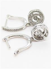 10k 4.3g White Gold Diamond Huggie Dangle Illusion Iris Eye Unique Earrings